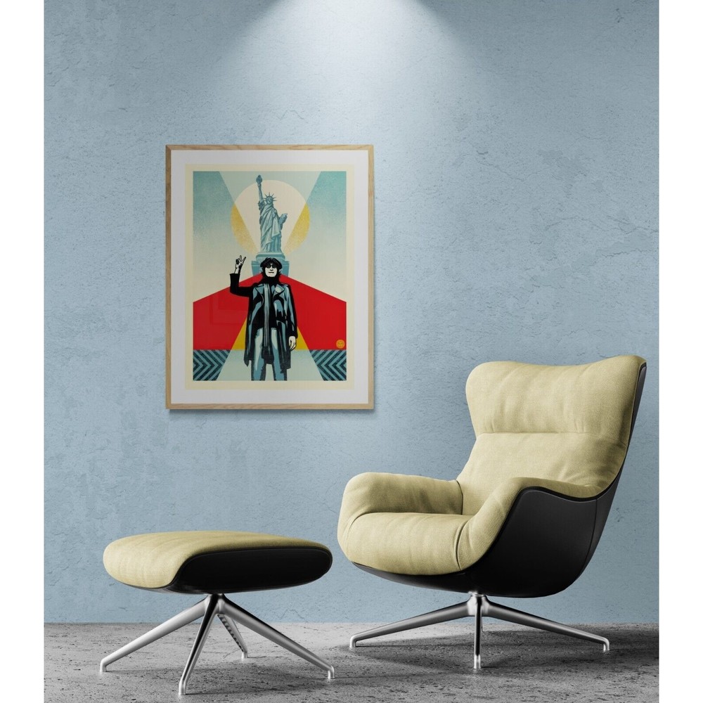 Shepard Fairey Signed Peace and Liberty Lennon Red Limited Edition with COA